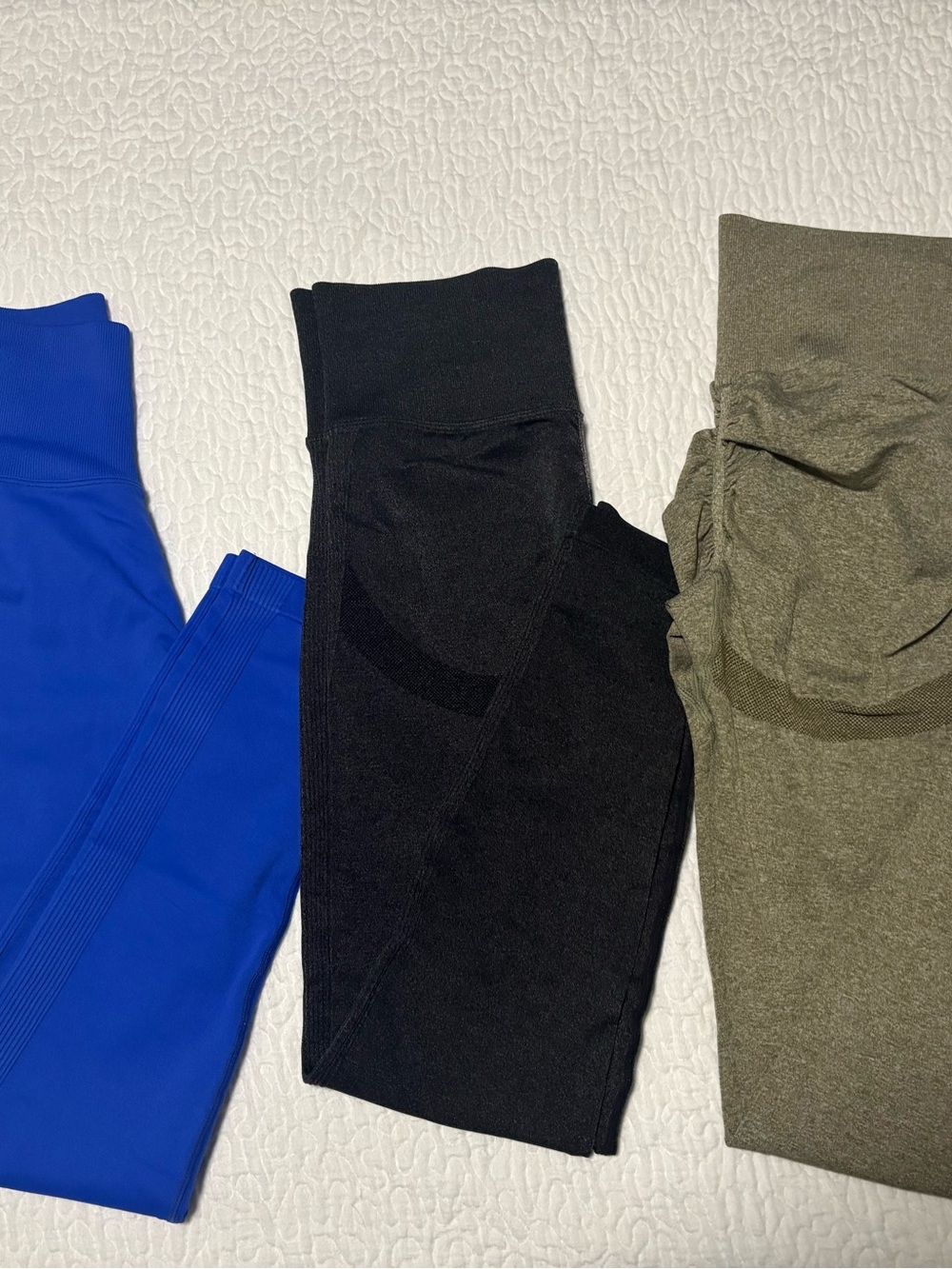 Women’s Butt Scrunch High-Waist Leggings -royal blue, black and green